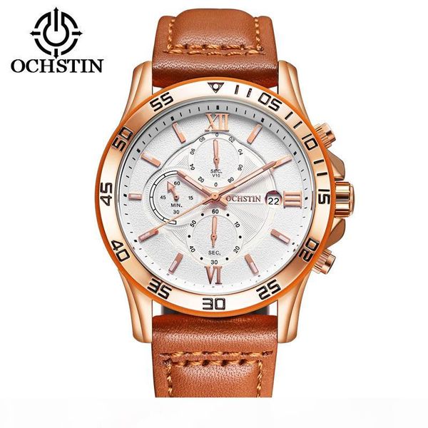 

2018 ochstin business men watches brand luxury famous mens quartz watch wrist male watch clock hours relogio masculino, Slivery;brown