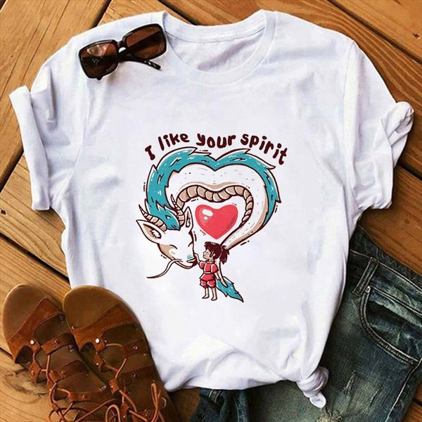 

harajuku t shirt women totoro graphic t shirt funny cartoon tshirt 90s anime tee female cute print women shirt, White