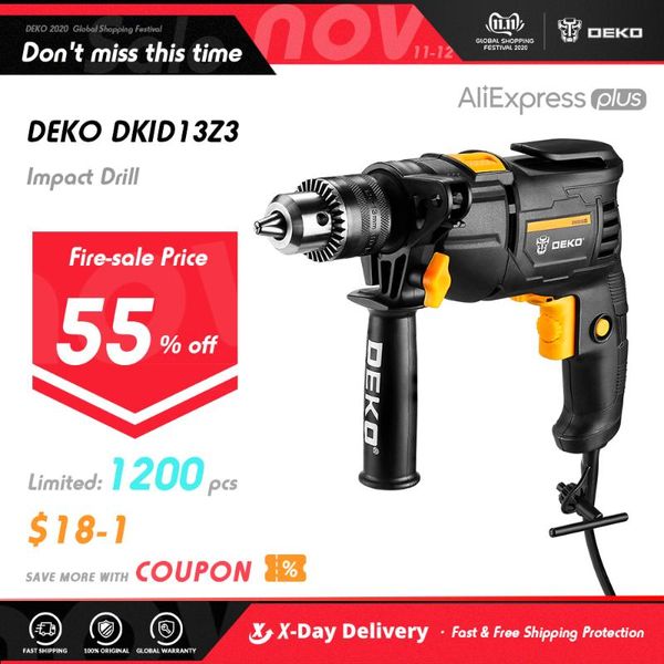 

deko new dkid13z3 220v impact drill 2 functions electric rotary hammer electric drill screwdriver tools power tools