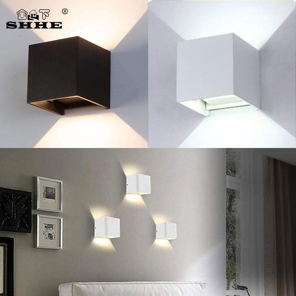 

wall lamp 7w lampada led aluminium light rail project square bedside room bedroom lamps arts1