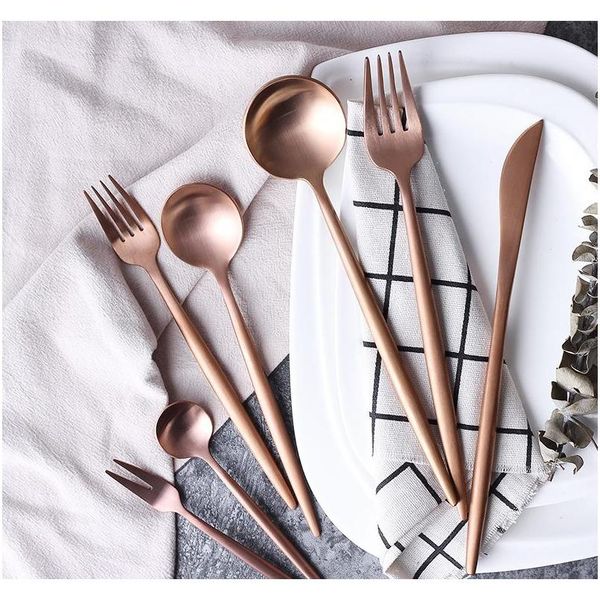 

rose gold tableware fork knife spoon matte rose gold western metal dinnerware rose gold cutle wmtpwc homes2011