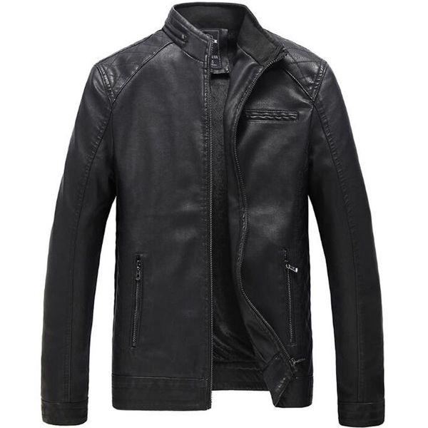 

men's jackets autumn winter fleece jacket men casual stand collar motorcycle pu leather coats mens outerwear warm plus size 5xl 6xl, Black;brown