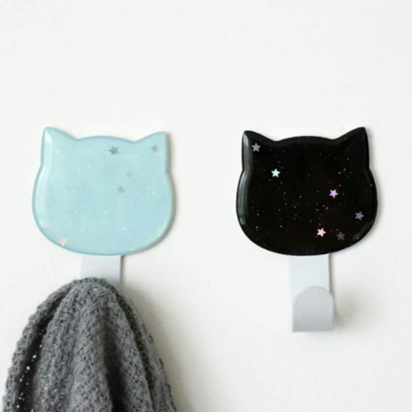 

2 pcs household coat hook self-adhesive bag hook wall decoration key storage cloud cat star heart shape hat hanger