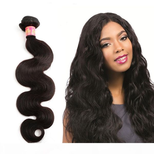 

bella hair dyeable brazilian hair extensions 1 bundle body wave hair bundles 1pc double weft human hair weaves, Black
