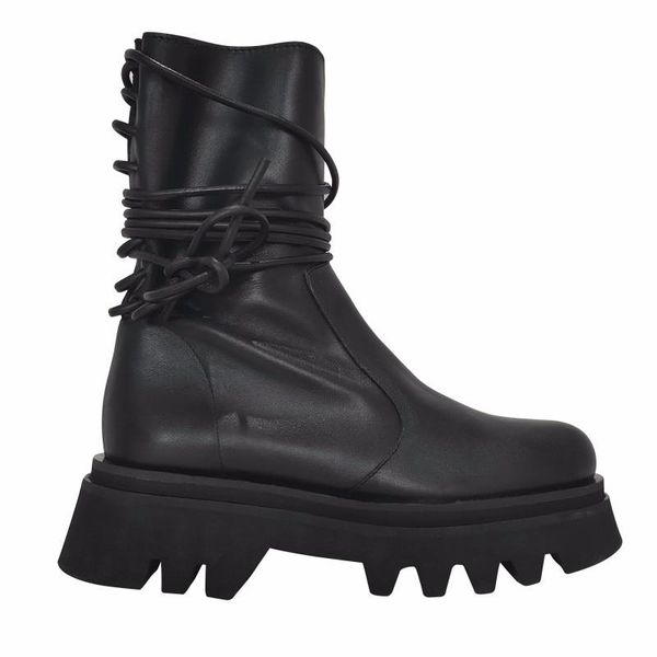 

boots vertvie leather women ankle motocycle female shoes autumn lace up winter 2021 british style, Black
