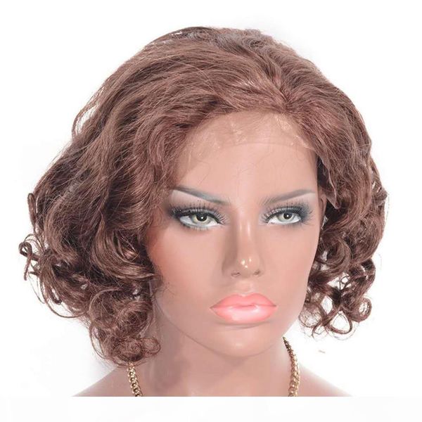 

malaysian human hair lace front wigs with baby hair 33# pre plucked loose curly lace wigs, Black;brown