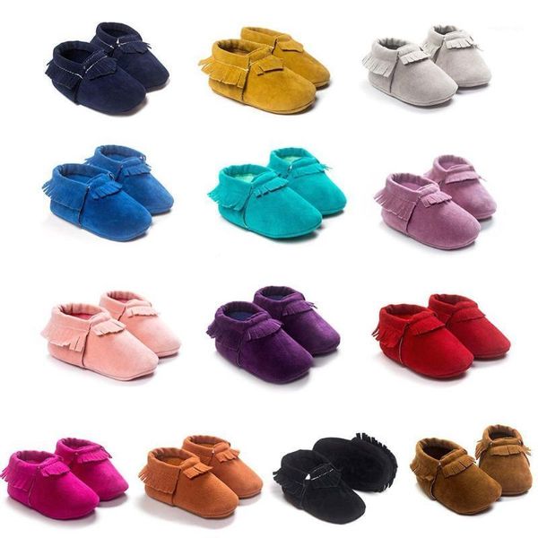 

first walkers 13 color pu suede leather born baby boy girl moccasins moccs shoes fringe soft soled non-slip footwear crib shoes1