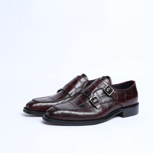 

men's leather shoes business formal wear leather shoes wear cowhide men's buckle wedding genuine cow pointed toe, Black