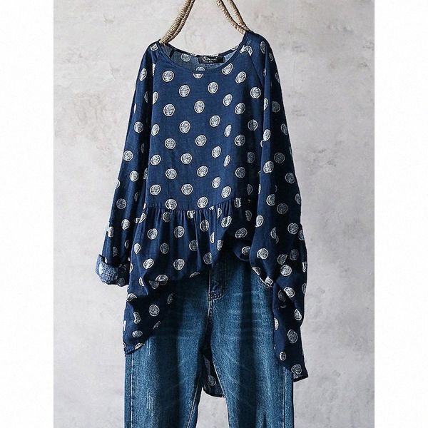 

women's plus size blouse shirt print half sleeve round neck blue white n0vl#, Black