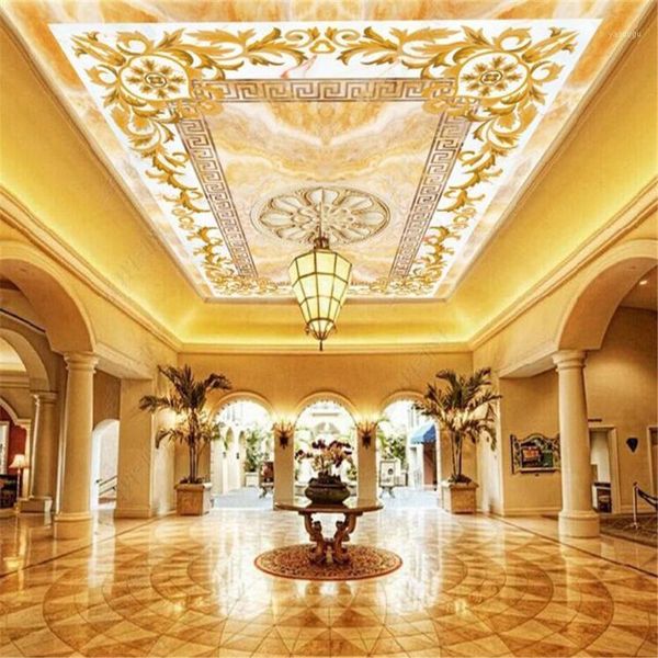 

milofi european pattern jade ceiling fresco background large wallpaper1