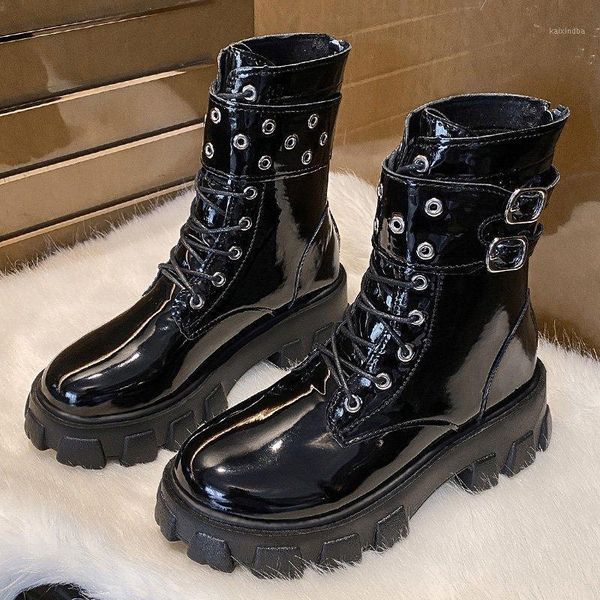 

boots women ankle autumn winter shoes lace up leather boot anti-slip wear-resistant comfortable boot1, Black