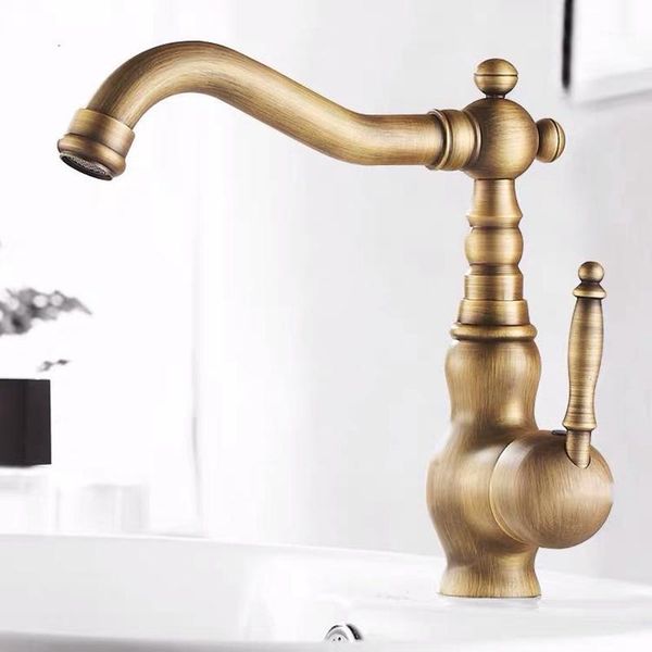 

home improvement accessories antique brass kitchen faucet 360 rotating bathroom basin sink mixer faucet1