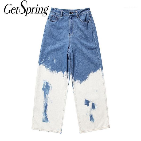 

women's jeans getspring women color matching woman high waist all match casual denim pants 2021 fashiontrousers1, Blue
