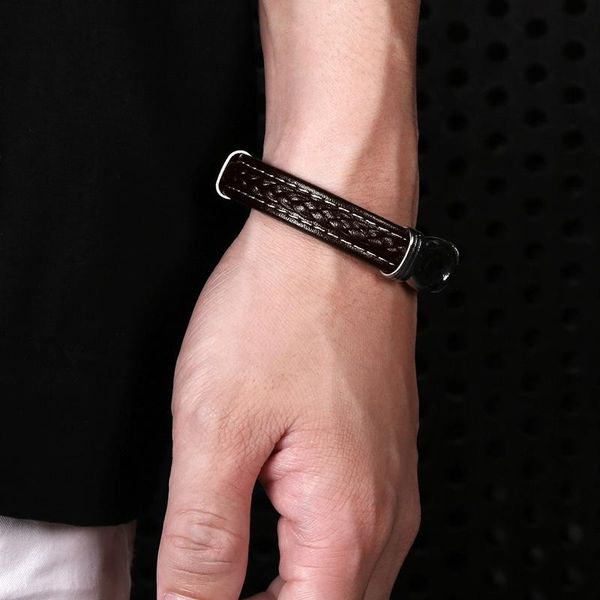 

мода классические мужские кожаный браслет из нержавеющей стали браслет женщины cross punk ювелирные изделия браслет подарки brown 074 jllccc, Golden;silver