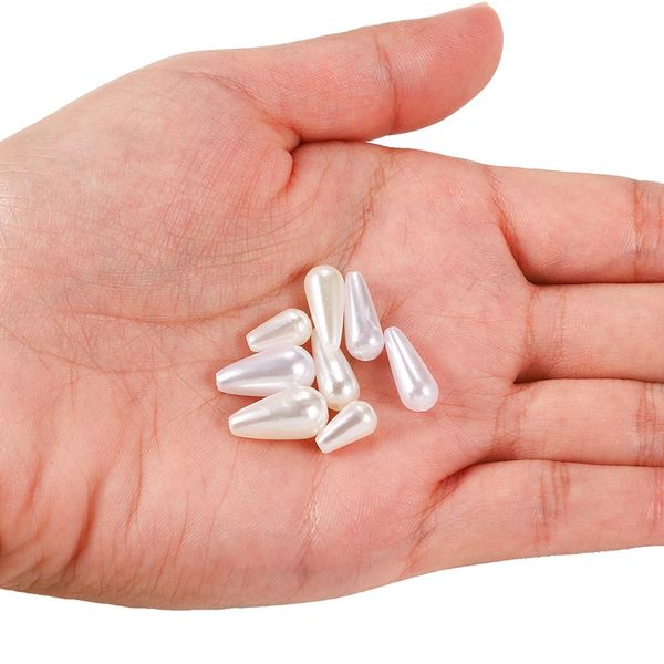 

100pcs lot waterdrop teardrop pearls round plastic abs imitation pearl for diy earring pendant jewelry findings making supplies h bbygup
