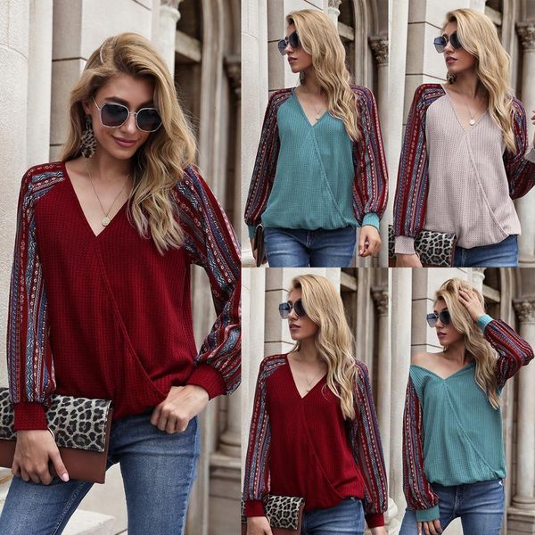 

2020 new women autumn winter slim women's v-neck sweater printed pullover ladies casual fashion long sleeve top, White;black