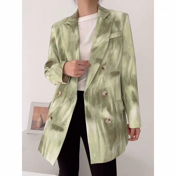 

wholesale 2021 gradual fashion graffiti minority tie dye double breasted suit coat dropshipping1, Black;brown