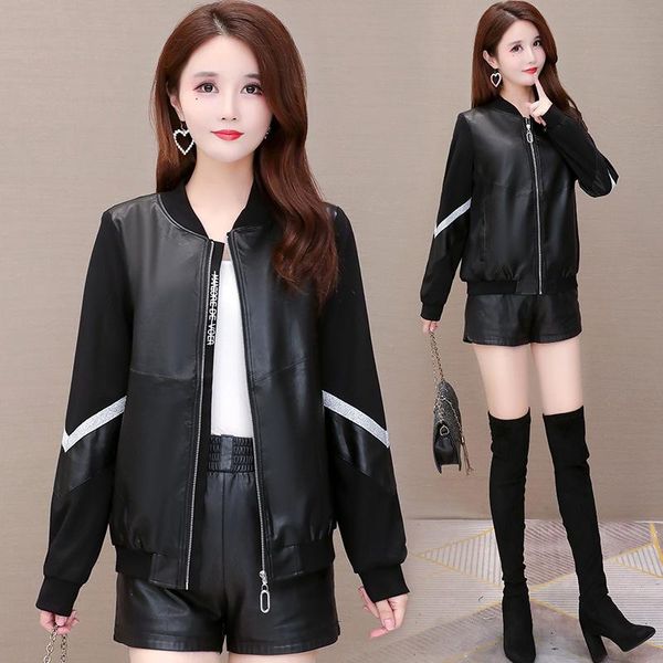 

women's jackets 2021 autumn and winter clothing korean ladies leather women short slim small coat motorcycle jacket, Black;brown