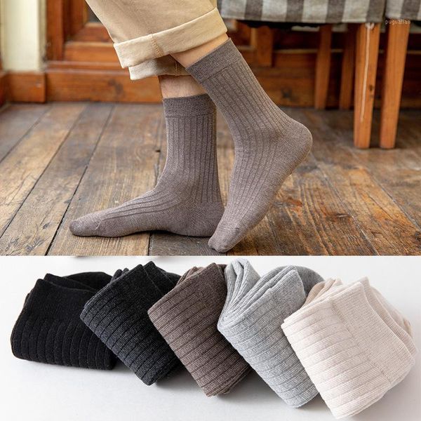 

men's socks autumn winter new solid cotton long socks for man male casual comfortable black white gray business male crew1
