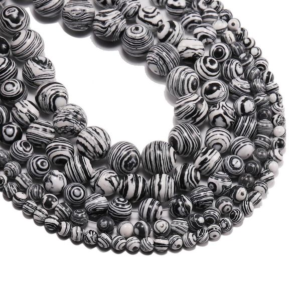 

4 6 8 10 12 mm striped black malachite stone beads round loose spacer bead for jewelry making diy necklace bracelet h wmtfmt
