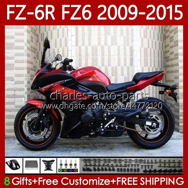 Kit carrozzeria per YAMAHA FZ6 FZ 6R 6N 6 R N 600 FZ-6R FZ600 FZ6R 09 10 11 12 13 14 15 Corpi 103No.75 FZ6N 2009 2010 2011 2012 2013 2014 2015 FZ-6N 09-15 Arancione Carenatura OEM rossa