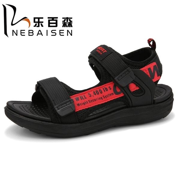 

nebaisen boys & girls summer lightweight sandals kids sports soft comfortable children beach shoes size 28-41 220314, Black;red