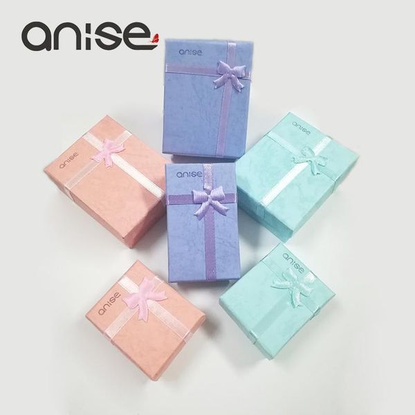 

anise multicolour bow tie package box exquisite ring earrings necklace jewelry gift boxes color random, Pink;blue