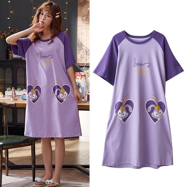 

women's sleepwear cartoon nightgowns for women cotton nightdress night dress summer girls home clothes nightwear wear, Black;red