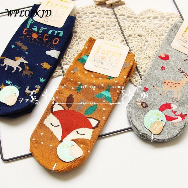 

wploikjd]fashion creative kawaii zoo cotton printing women socks art spring/summer milu deer horse lovely calcetines mujer1, Black;white