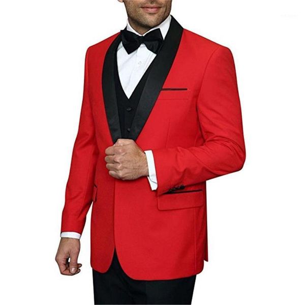 

groom tuxedos suits shawl lapel custom made wedding men groomsmen red 3 pieces regular ( jacket+pants+vest+tie ) e5441, White;black