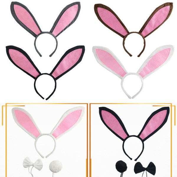 

easter bunny ears headband hairband girls accessories baby girl headbands hair big ear clips hair hoop party kids women headress sale g12205, Slivery;white