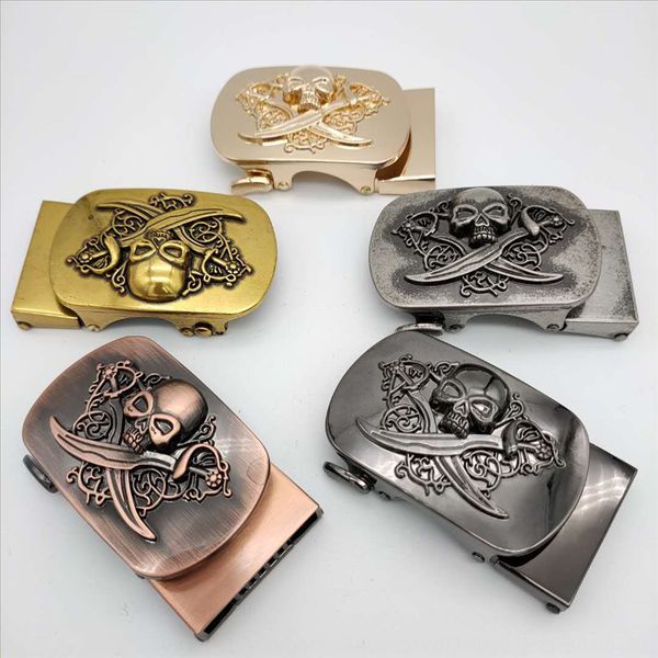 

vot73 men's skull head zinc alloy men's beltbelt belt skull head automatic beltzinc alloy beltautomatic belt, Slivery;black