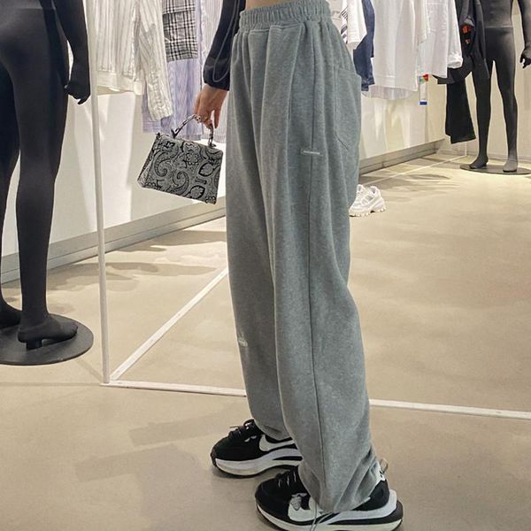 

2020 autumn winter high waist sweatpants women loose sports wide leg long pants casual spodnie damskie gray black white