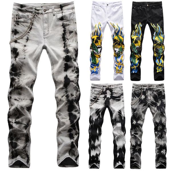 

new fashion men skinny jeans stretchy pant slim fit pant stretch jeans men long, Blue