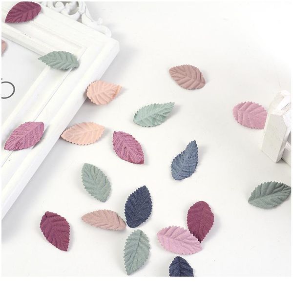 

50pcs/lot 3.5cmnew autumn color leaves artificial flower diy handmade wreath scrapbook wedding home decoration gift fak bbylmk