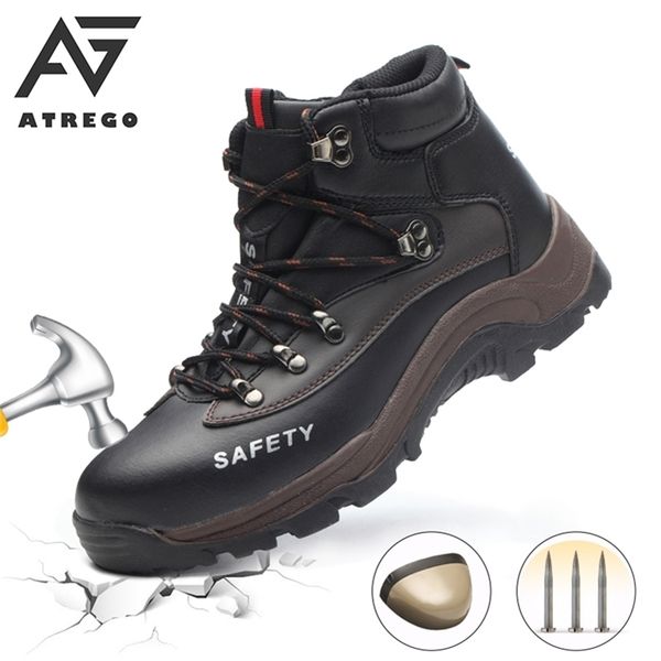 

atrego men safety steel toe cap work protective trainers boots lightweight breathable sneakers indestructible shoes y200915, Black;brown