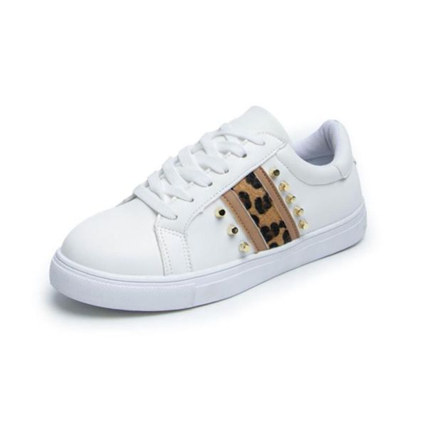 

new women's shoes spring and autumn models side beaded leopard print white shoes casual all-match sneakers, Black