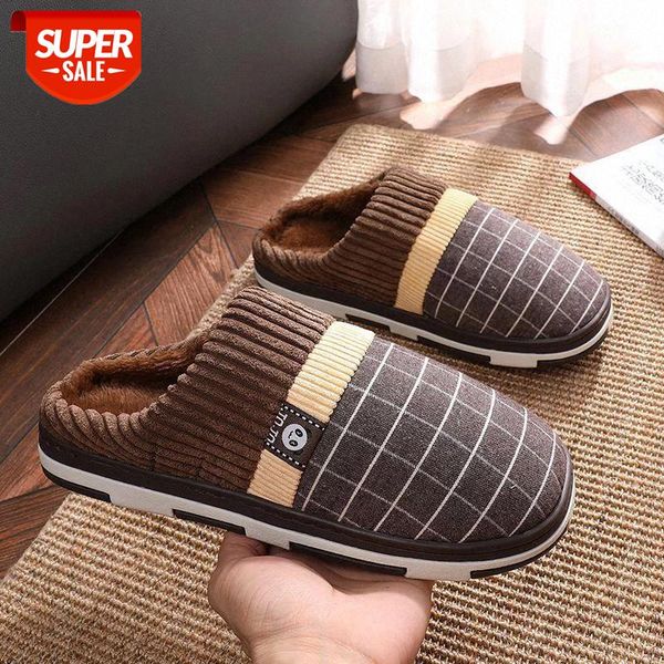 

men's slippers gingham keep warm antiskid plush winter indoor shoes for boys fur soft home slippers men bedroom shoes fashion #go4c, Black