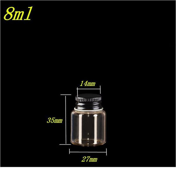 

27*35*14mm 8ml mini glass bottles with metal aluminum screw cap small glass bottle empty liquid container vials jars 1 bbywxj