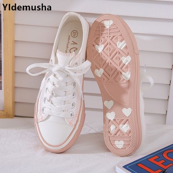 

yidemusha new style women vulcanized sneakers breathable casual students white shoes woman spring autumn lovely canvas shoes y200424, Black