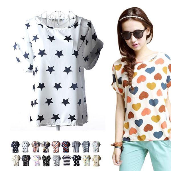 

girls chiffon t shirts loose ladies t-shirts striped great sales, White
