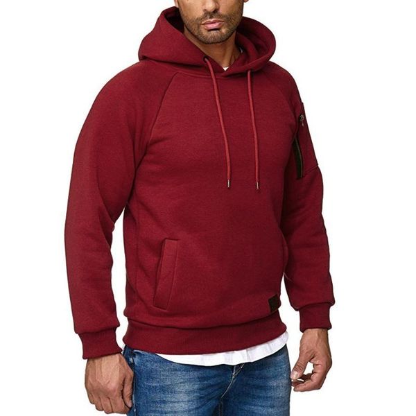 

kancoold mens casual solid color long sleeve pullover hoodies men pockets for men slim fit hoodie coat sweatshirt nov25, Black