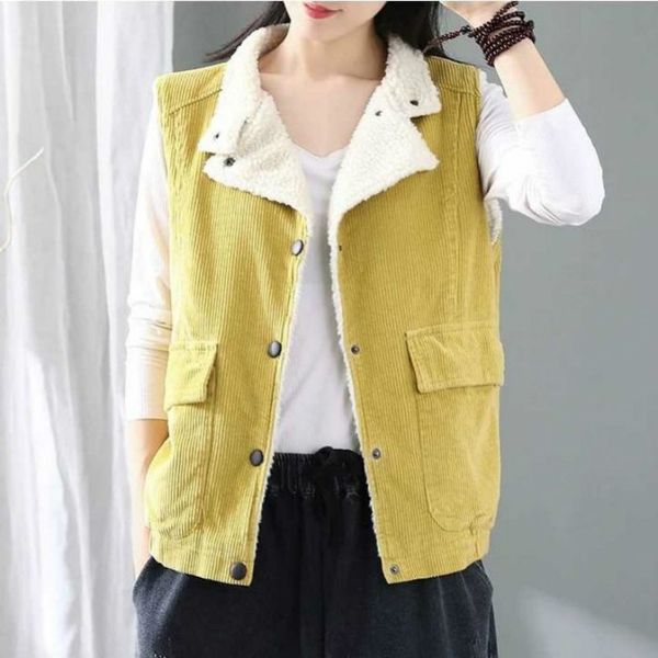 

new 2021 autumn women vintage velvet vests blazers sleeveless collar solid female pockets y167 z45u q8ei, Black;white