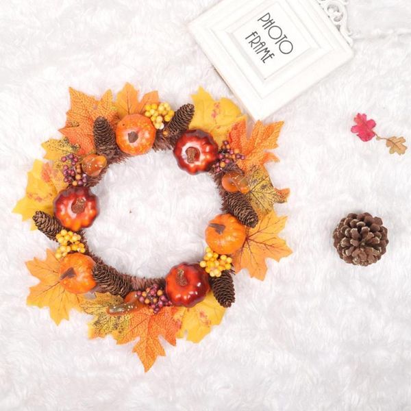 

2020 year christmas decorations pumpkin pine cone fall door wreath door wall ornament thanksgiving day party decor1