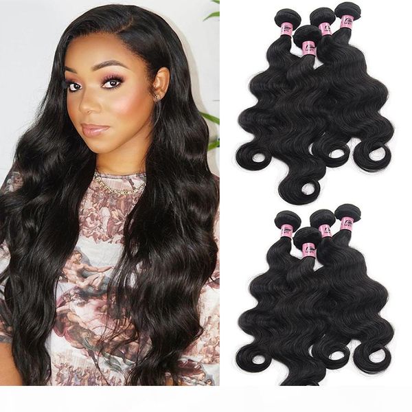 

namibeauty body wave hair 4 bundles peruvian virgin hair 100% unprocessed human hair weaves extensions natural color, Black