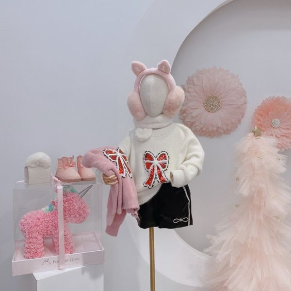 

girls' mink like 2020 new foreign sle autumn and winter cloth children's thickened bowtie sweater, Blue