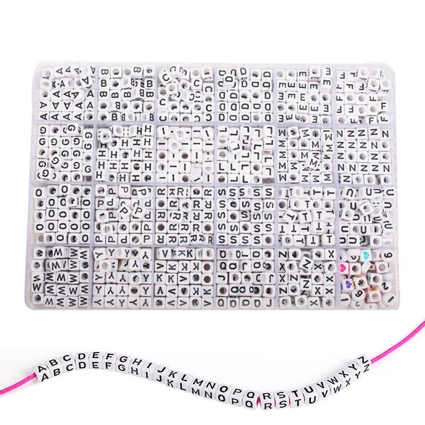 

1210pcs/box square english letter beads diy alphabet letters set 6mm bracelet necklace jewelry accessories making friend charms 200930, Black