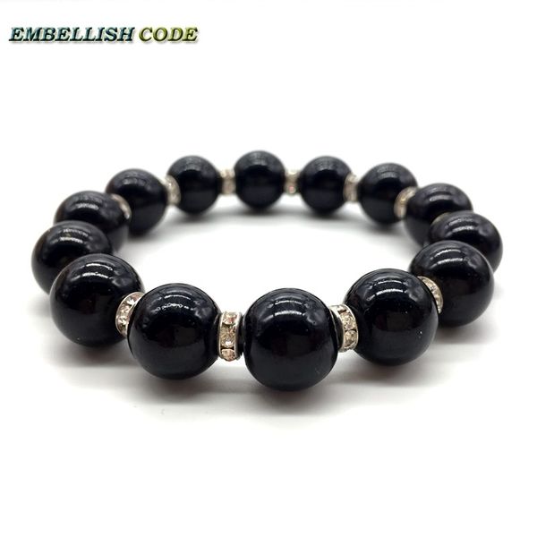 

упругие браслет морские раковины мать жемчуг черный красивый цвет идеально круглый 12мм и 5.5мм кристалл привлекательный бижутерия.толкучие, Black