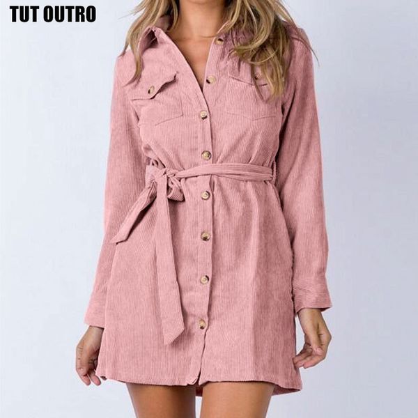 

spring fall women belt pockets loose corduroy jacket coat vintage long sleeve female outerwear chic brand clothing 201019, Black;brown