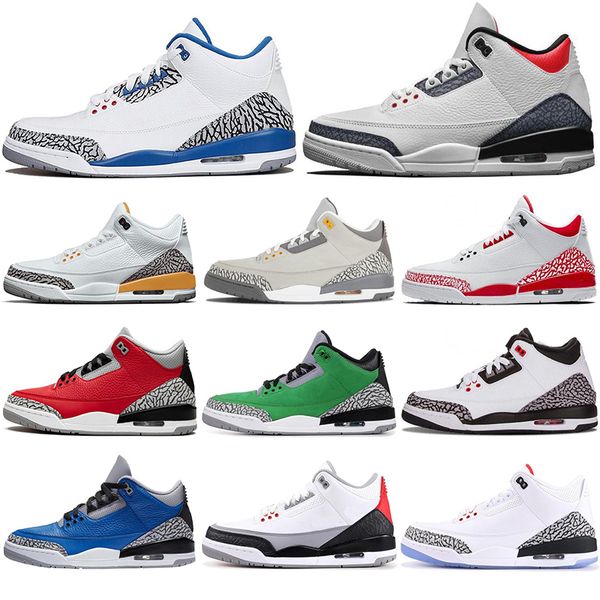 

2021 jumpman 3 3s basketball shoes red cement court purple chlorophy pit crew true blue good quality trainers sports sneakers with socks